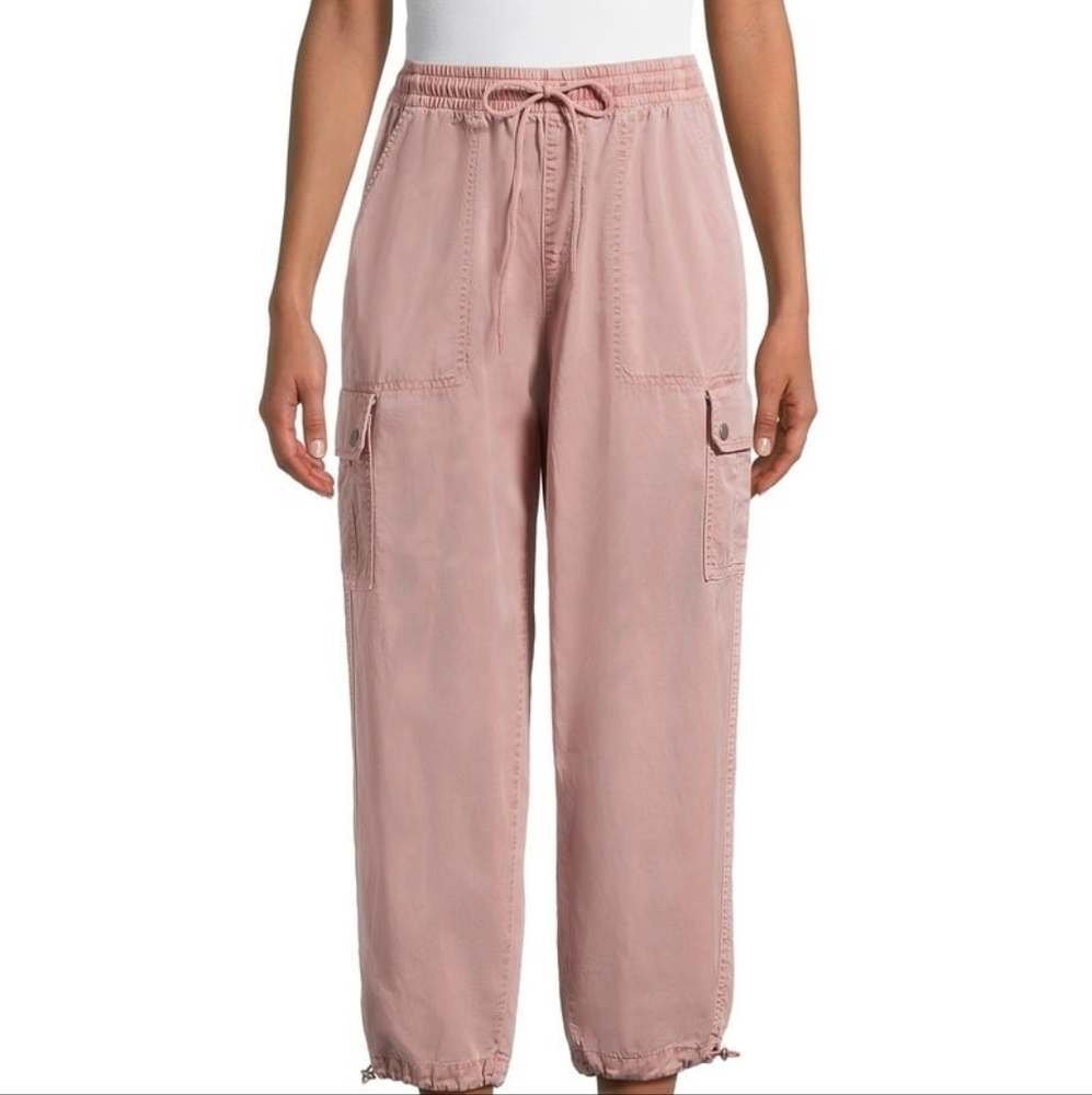 Time and Tru Dusty Pink Large Women's Parachute Cargo Jogger Pants